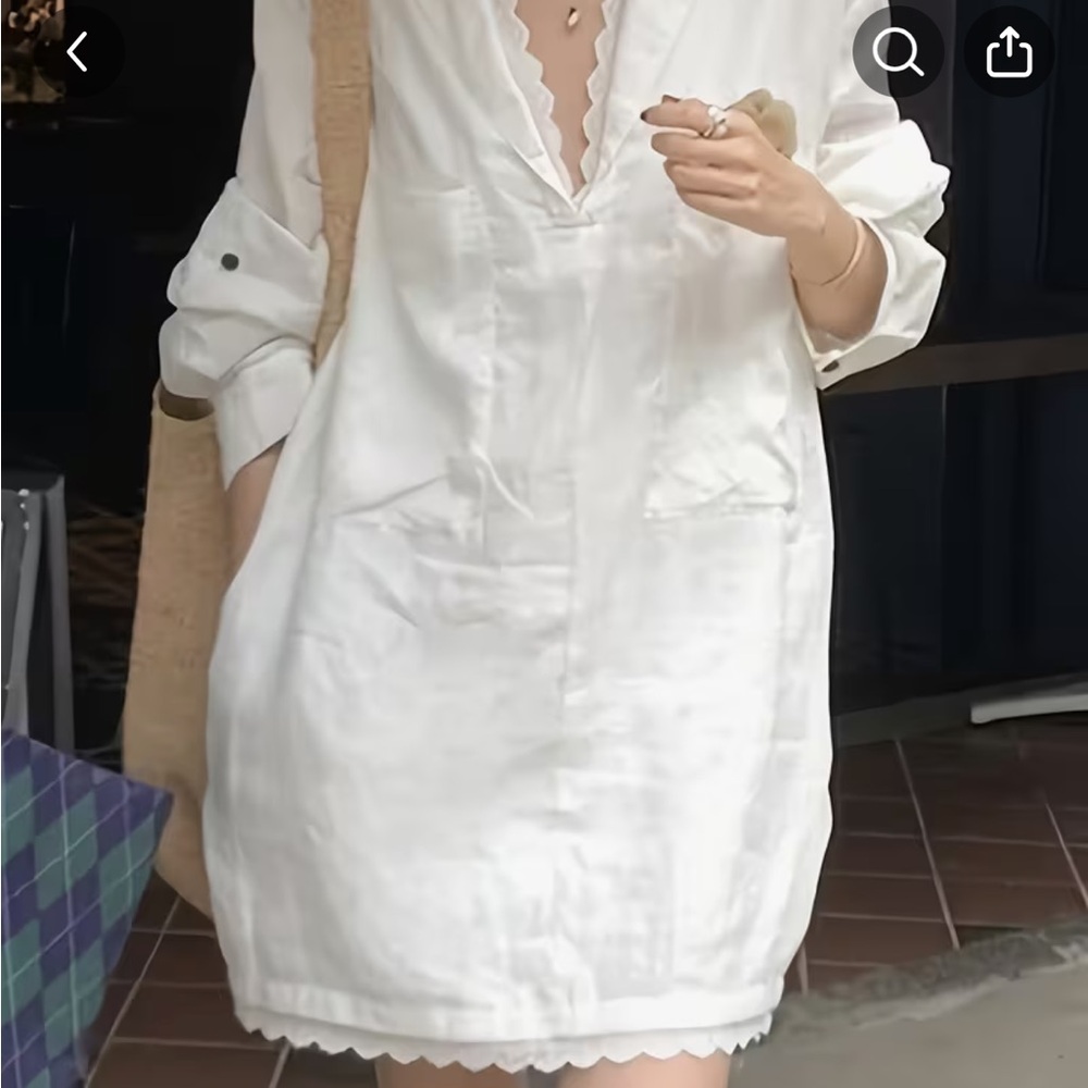 MSDOSBT White Lace-Trim Dress